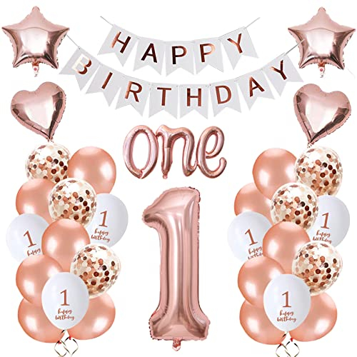 Geburtstagsdeko Mädchen 1 jahr Geburtstag Deko Rosegold Luftballons 1. Geburtstag Mädchen Kindergeburtstag Deko 1. Zahlen Ballons