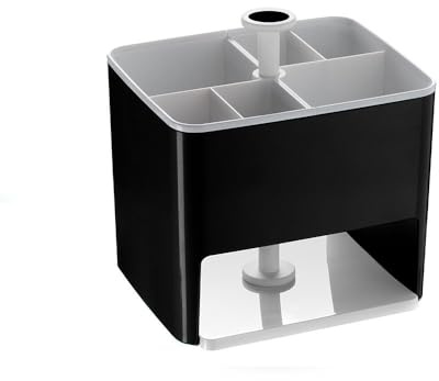 Decorpsace Porta tovaglioli Pronto-tavola con divisori per posate e bicchieri (Nero)