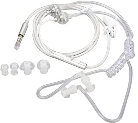 Zunate LC049 Binaurale In-Ear-Luftkanal-Kopfhörer 3,5-mm-Audio-Anti-Strahlungs-Headset, Luftschlauch-Ohrhörer Strahlungsfreie Rauschunterdrückungs-Kopfhörer für Laptop-Tablet(Weiß)