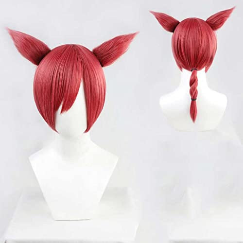 ydound Wig Anime Cosplay Final Fantasy XIV FF14 G'raha Tia Cosplay Anime Perücke Cosplay mit Ohren Lange Perücke, mit Gratis Haarnetz, for Party Karneval Halloween Perücken, Weihnachten,