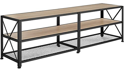 TecTake Meuble Bas Chicago 161x41,5x50,5cm Buffet de télévision Style Industriel diverses Couleurs (Bois Clair Industriel, Chêne Sonoma, 161 cm)