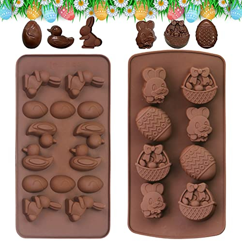 Silikonform Ostern, 2 Stück Ostern Silikon Backform, Ostereier, Hasen, Korbformen, Silikonform Hase Ostern, Silikonformen für Ostern, Machen Schokolade, Kuchen, Kekse, Handgefertigte Seife