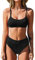 CUPSHE Bikini Set for Women Two Piece Swimsuits High Waisted Adjustable Spaghetti Straps Back Hook Backless Black