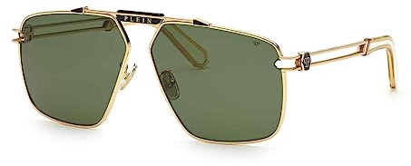 Philipp Plein Unisex SPP049M Sunglasses, Sh.Rose Gold W/Black Parts, 63