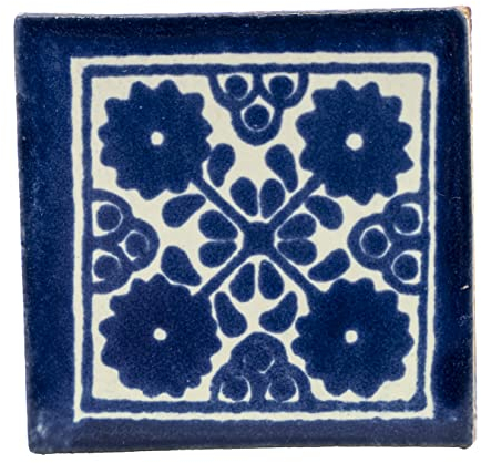 Generisch Fliese 5 x 5 cm Keramikfliese bunt handgemacht aus Mexiko - Mosaikfliese Dekorfliese Fair Trade Jardin Azul (Damasco)