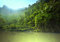 wandmotiv24 Fototapete Dschungel Wald Fluss Berg, 200 x 140cm - selbstklebende Strukturtapete, Wanddeko, Wandbild, Wandtapete, M4931
