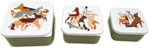 Puckator Barks Dog Set of 3 Lunch Box Snack Pots M/L/XL - Lunchbox with Multi Compartments - Small Food Containers - Lunchbox for Adults and Kids - Girls Boys Lunchbox - Snack Storage