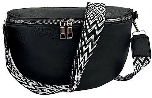 ayados Damen Crossbody Bag Bauchtasche Handtasche Schultergurt Cross body bag Tasche Schultertasche Umhängetasche 76232 (Schwarz)