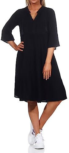 Eight 2 Nine Damen Viskose Kleid LETN-067 Knielang mit 3/4-Ärmeln Black M