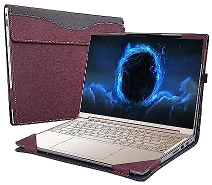 WODBAO Laptop Hülle für Lenovo Yoga 9i 14 (IAP7/IAP8) 2-in-1 Gen 8/7 (2023/2022) und Yoga 9 14IRP8/14IAP7 - Weinrot PU Hülle
