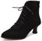 Onewus Stivali vintage da donna con punta a punta e tacchi Kitten, Nero 1, 34 EU