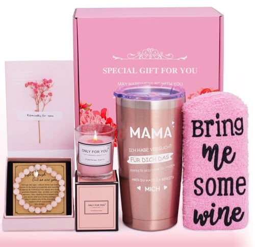 MUJUZE Geschenke für Mama,Geschenkideen für zum Geburtstag Mutter,20oz Edelstahl Tasse Geschenkset Muttertag Geschenk,Personalisiert Mama Geschenk,Muttertagsgeschenke