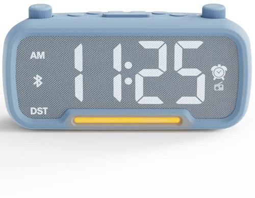 MINORZ Radio Réveil Ados pour la Chambre à Coucher, Réveil Matin avec Radio FM | Enceinte Bluetooth | Port de Chargement USB & Type C | Veilleuse | Volume & Luminosité Réglables | Réveil Numérique