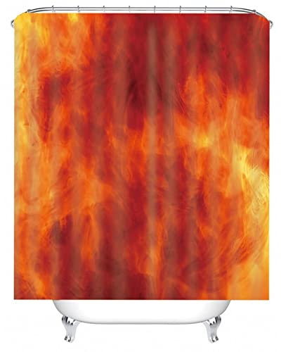 Skcess Duschvorhang 120x180, Polyester Duschvorhang Orange Rot Duschvorhang Wasserdicht Brennendes Feuer Duschvorhang Antischimmel