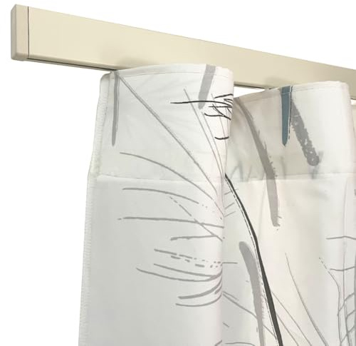 TENDAGGIMANIA Binario Tenda Soffitto/Parete Piatto Lunghezza 160 CM AVORIO -Ideale anche per Tende ad Onda - Bastone Completo di Tappi Laterali - Personalizzabile- Movimento Manuale