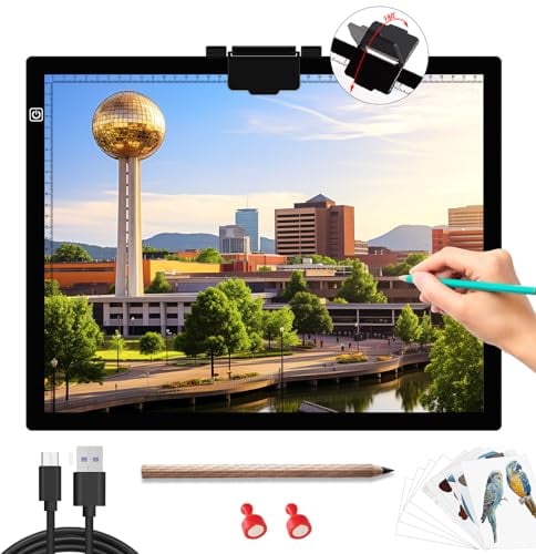Tablette Lumineuse A3 à 6 Niveaux d'Intensité Variable - Boîte LED Ultra Fine Avec Clip Magnétique pour Peinture au Diamant, Désherbage, Vinyle et Dessin - Portable