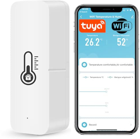 Sone Smart One Hygrometer WLAN – WiFi Thermometer mit App – Temperatur & Luftfeuchtigkeit Sensor – Tuya Smart Home kompatibel – Wandmontage – 2X AAA – ohne Hub