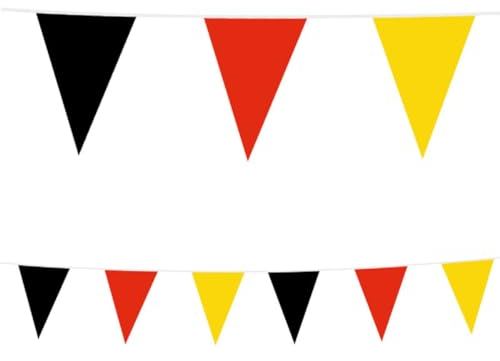 JUNG Wimpelkette 10m mit 25 Flaggen, schwarz rot gold Deutschland Fussball EM 2024 Fan, Europameisterschaft Fanartikel Frauen & Männer, Fanpaket, Schwarz Rot Gold Flagge, Damen und Herren