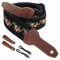 Nefelibata Banjo-Gurt, 2 breit, Vollnarbenleder Jacquard bestickt, verstellbarer Ersatz, Gitarrengurt mit Kopfplatten-Seil und Leder-Stirnband (kleine Blumenstickerei)