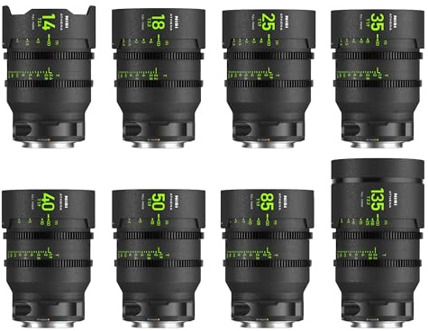 NiSi Athena Prime Cine Objektiv Master Set für Canon RF-Mount | Inkl. 14mm T2.4, 18mm T2.2, 25mm T1.9, 35mm T1.9, 40mm T1.9, 50mm T1.9, 85mm T1.9, 135mm T2.2, Hartschalenkoffer