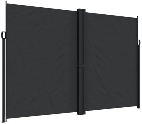 Willood Seitenmarkise Wandmarkise Ausziehbar mit PU-Beschichtung, Windschutz für Balkon Terrasse Garten, Sichtschutz Markise Schwarz 220x1000cm Beidseitig einziehbar
