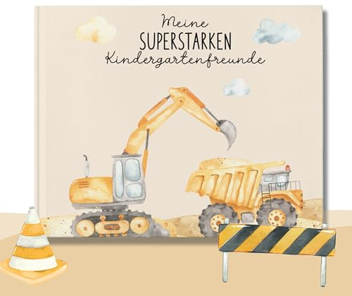 lila liebt dich® Kindergarten Freundebuch Bagger, Freundebuch Kindergarten Junge - Unvergessliche Kindergartenmomente festhalten, kompakt