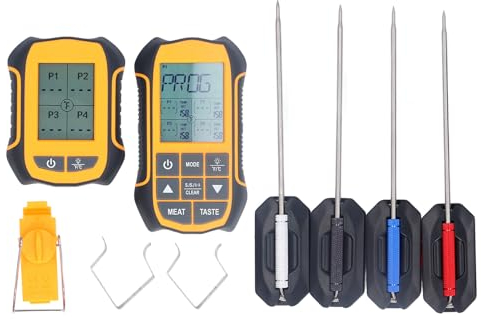 Termometro Intelligente Wireless con Sonda, Termometro Digitale Per Barbecue da Cucina con 4 Sonde, Termometro Per Carne Wireless ABS Per Casa, Ristoranti