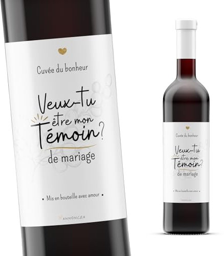 2 Etiquettes bouteille vin | Demande temoin | Annonce temoin mariage