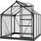 Outsunny Gewächshaus für den Garten, Polycarbonat, 3,65 m², Aluminium, für den Garten, 190 x 192 x 201 cm, UV-beständig 30+, mit verstärktem Fundament, Dachrinne, Dachfenster und Schiebetür, grau
