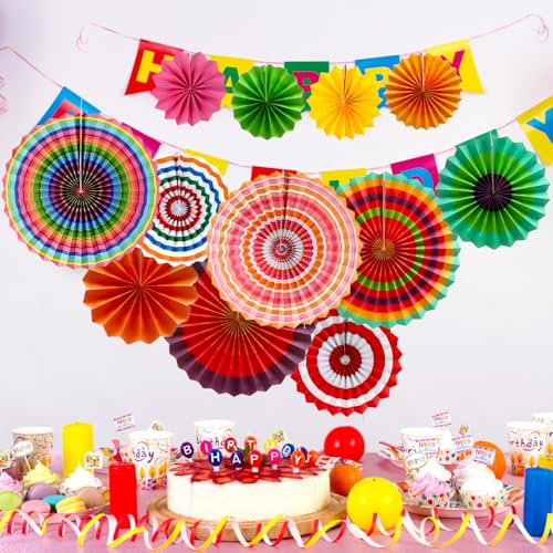 12 Stück Papier Fächer Dekoration Hanging Party, panemy Fans Papier, Farbe Papierfächer Party Deko Set für Geburtstag Hochzeit Abschlussfeier Veranstaltungen Zubehör Kombination 20cm 30cm 40cm