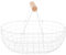 FLCPJGV Wire Egg Basket with Wood Handle, Country Vintage Gathering Storage Baskets Metal Wire Mini Egg Basket, Fruit Baskets, Kitchen Container for Storage Fresh Eggs, Bread, Fruit, Vegetable, White