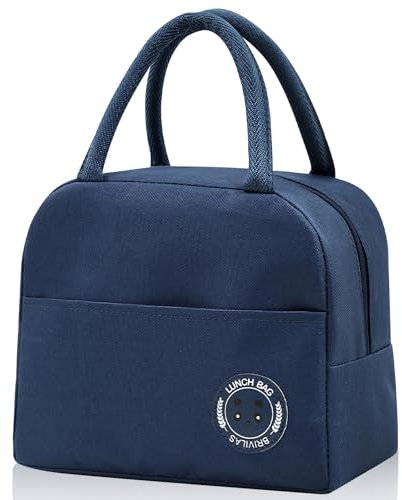 TIECHI Insulated Lunch Bag for Adults Kids, Pack Small Cool Bags Lunch Box, Thermal Water-Resistant Lunch Box Bag for Work, School, Picnic Outdoor (Navy Blue)