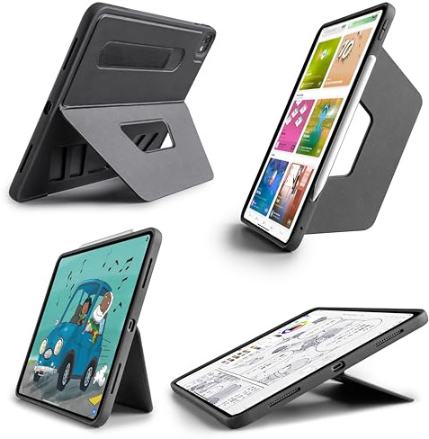 TineeOwl Schutzhülle für iPad Pro 27,9 cm (11 Zoll) (M4) 2024, Verstellbarer Ständer, magnetische Abdeckung, unendliche Betrachtungswinkel, Hoch-/Querformat, Apple Pencil Aufladen, Dove Serie