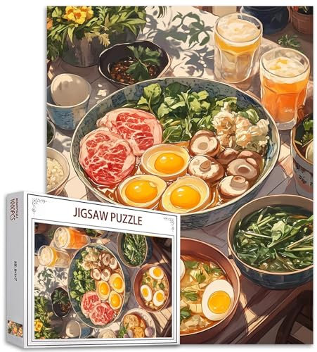 Gourmet Food Delicious Meals Jigsaw Puzzle 1000 Pieces for Adults,Dinner Beer Beef Jigsaw Puzzles for Challenging Family Activity Games DIY Colorful Puzzle for Home Wall Decor Gifts