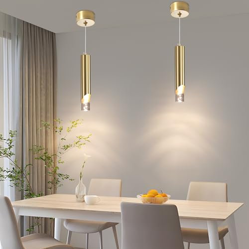 Mikeru Moderne Led Pendelleuchte, 3000k/4500k/6500k Tri-Color Schlafzimmer Pendelleuchte, 30cm Gold Kristall-Kronleuchter Für Hängelampe Kücheninsel Für Esszimmer, Büro Und Bar