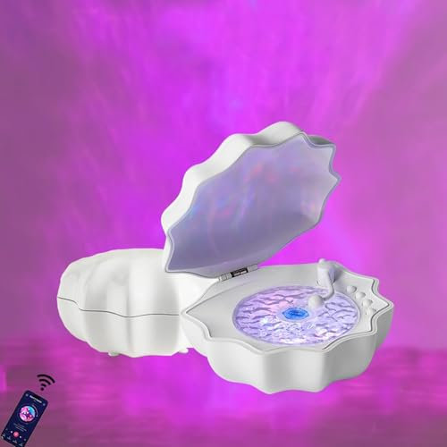 The Waves Vinyl Player,Northern Wave Vinyl Bluetooth Speaker Lights Ocean Wave Projector Shell Light,Shell Lamp with Bluetooth Speaker, 7 Colors Waves Lighting for Bedroom Living Office Bathroom
