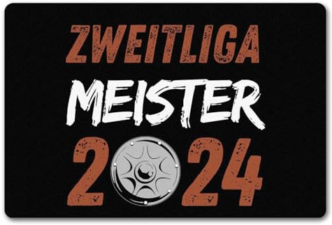 St. Pauli Meisterschale Fußmatte in 40x60 cm ohne Rand mit Spruch Zweitliga Meister 2024 Fußball Hamburg Reeperbahn Trophäe Gewinner Aufstieg Wettbewerb Felge