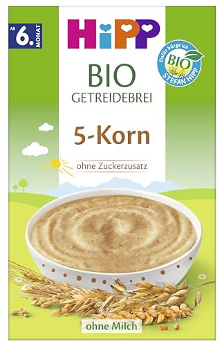HiPP Bio Getreidebrei ohne Zuckerzusatz, 5-Korn, 200g 7er Pack (7x200g)