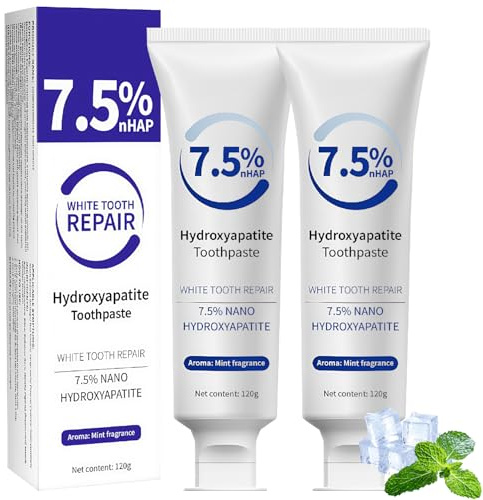 2 Stück 7.5% nHAP Hydroxylapatit Zahnpasta, Hydroxyapatite Toothpaste, Verbessert Gelbe Zähne und Erfrischt den Atem, Fluoridfreie Zahnschmelzreparatur und Linderung von Zahnempfindlichkeit