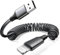 Câble de charge pour iPhone 14 Pro Max, câble USB Lightning à ressort – Extensible de 1,3 à 1,5 m (1,5 m), pour iPhone 14/13/12/11/SE/X/8/7, iPad, AirPods, Apple CarPlay, cordon enroulé à charge