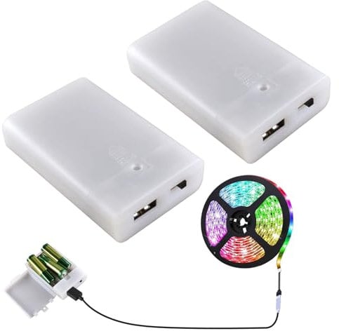 Eophmi USB Battery Pack for Led Lights,1pcs 3X1.5V AA Battery Case,Batteries Case Box with USB Port for 4.5V Led Lights, String Light, Fairy Light, DIY Decorations