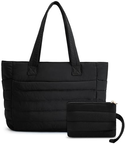 Axcone Handtasche Damen,Groß Wasserdichte Laptop Tote Bag,Shopper Tasche Damen,Herren Sporttasche & Reisetasche Mit Fachern Und Reiß Fur Reisen,Fitness(DS001-Black)