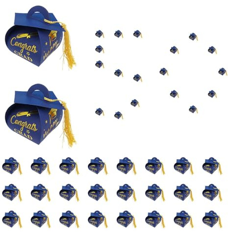 Geschenkboxen zum Schulabschluss, 50 x Gastgeschenke zum Schulabschluss, Doktorhut-Design, Souvenirhalter, Dekoration für College-Klasse, Gast