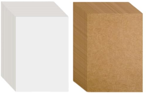 100 Pcs A6 Card Blank Postcards 350gsm Blank Cards White and Brown