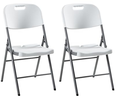 Beliani Set of 2 Dining Garden Chairs Outdoor without Armrests Folding White Cugnoli