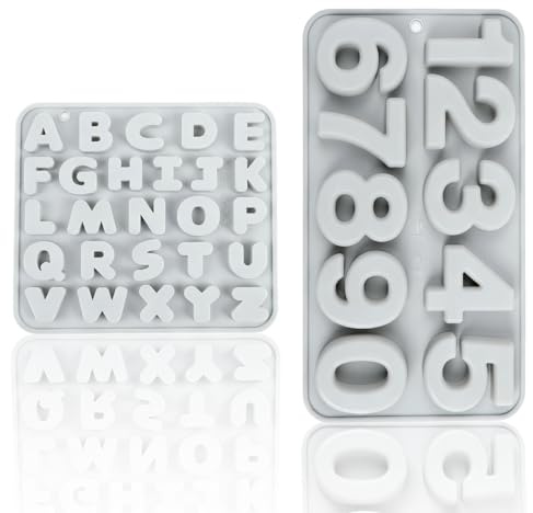 ZY-otu Silikonform Buchstaben und Silikonform Zahlen,A-Z & 0-9 | 3D Alphabet Silikonformen | Gießformen für Schokolade, Zahlen Buchstaben Backform Schokoladenform Epoxidharz Formen Silikonformen