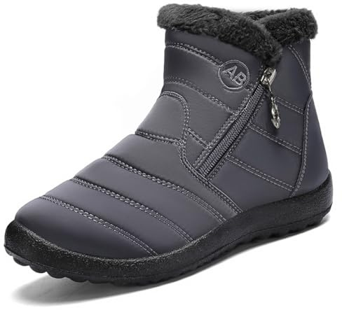Tvtaop Winter Boots Mens Hiking Shoes Plush Snow Boots Warm Walking Sneakers for Men Non-Slip Waterproof Outdoor Trekking Travel Sports Dark_Gray_B UK 6.5