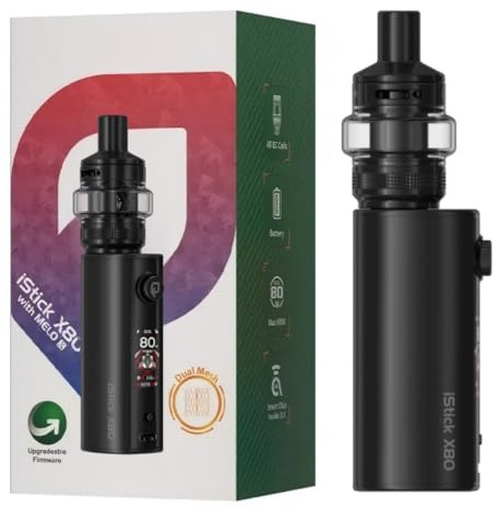 For Eleaf iStick X80 Kit 80 W Box Mod Vape (Nero) Batteria 3200 mAh 5 ml Atomizzatore MELO X Tank EC-D Coil 0,3 Ω/0,5 Ω | Cursore di blocco | Schermo TFT da 1,05'' Originale - No Nicotine