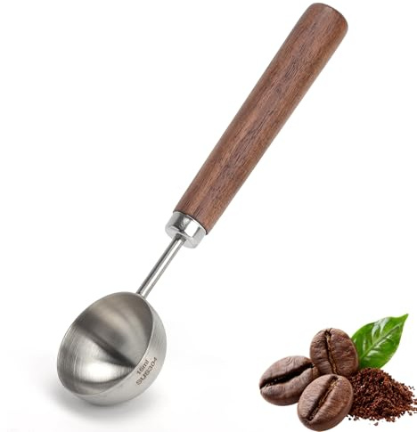 JYYWTSI Cuillère Doseuse Café 15 ml en Inox, Cuillère Mesure Café avec Manche en Bois de Noyer, Doseur Précis pour Café Moulu, Grains et Thé