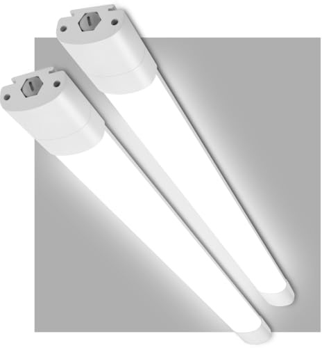 LEOEU 2 Stück Feuchtraumleuchte LED Röhre 120CM, 36W 4200LM Kellerlampe LED Feuchtraumlampe mit IP65 Wasserfest Lichtleiste, Deckenleuchte Flach für Büro Küche Keller Garage Lager Flur